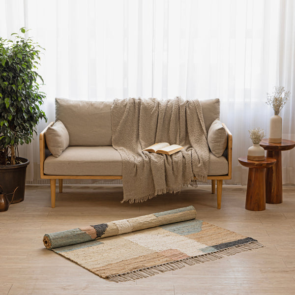 Minimalist Jute RugHandwoven Eco-Friendly Natural Floor Accent