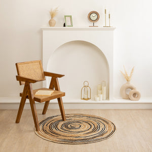 Handmade Round Jute Area Rug Natural Fiber Spiral Braided Rug Boho Circular Floor Mat
