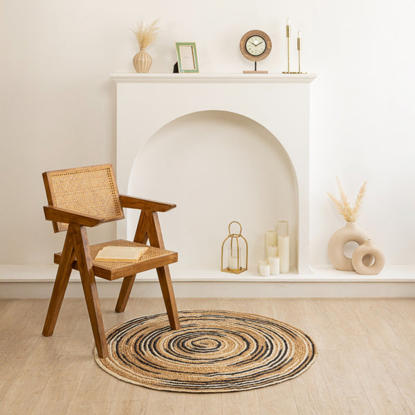 Handmade Round Jute Area Rug Natural Fiber Spiral Braided Rug Boho Circular Floor Mat