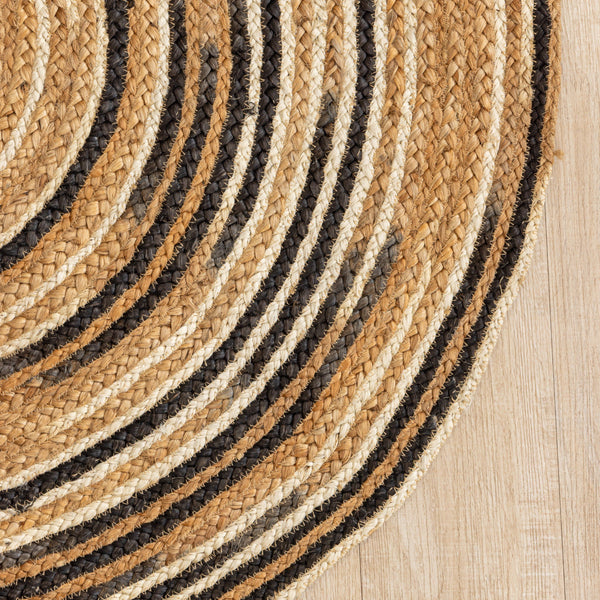 Handmade Round Jute Area Rug Natural Fiber Spiral Braided Rug Boho Circular Floor Mat