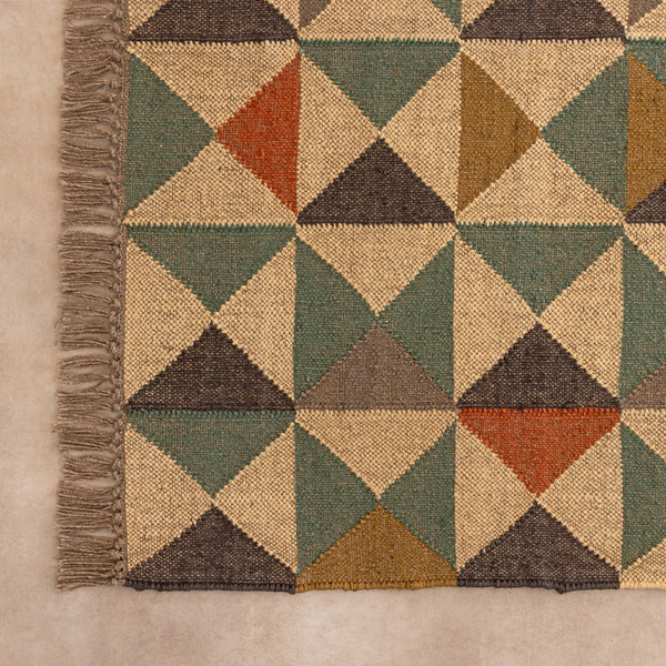 Geometric Multicolor Woven Area Rug - Bohemian Tribal Pattern Rug for Living Room & Bedroom