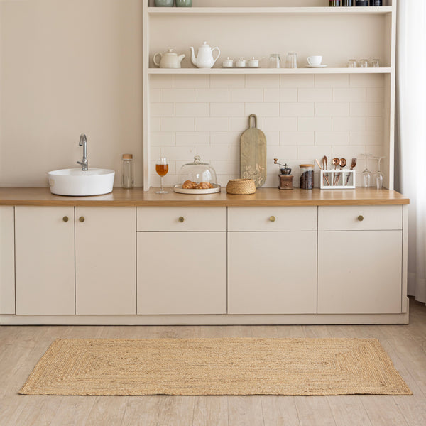 Handwoven Wool Jute Geometric patterned carpet