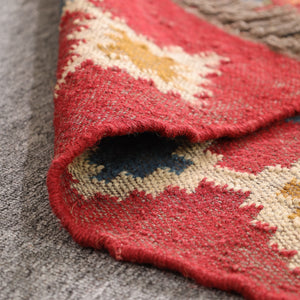 Handwoven Multicolor Kilim Area Rug | Bohemian Tribal Flatweave Rug with Geometric Pattern