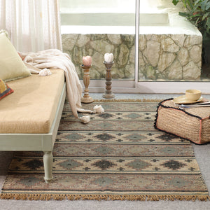Rustic Geometric Bohemian Flatweave Area Rug - Earth Tone Southwest Tribal Accent Mat