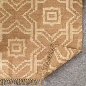 Handwoven Geometric Wool & Jute Flatweave Area Rug | Modern Boho Handmade Carpet for Living Room & Bedroom
