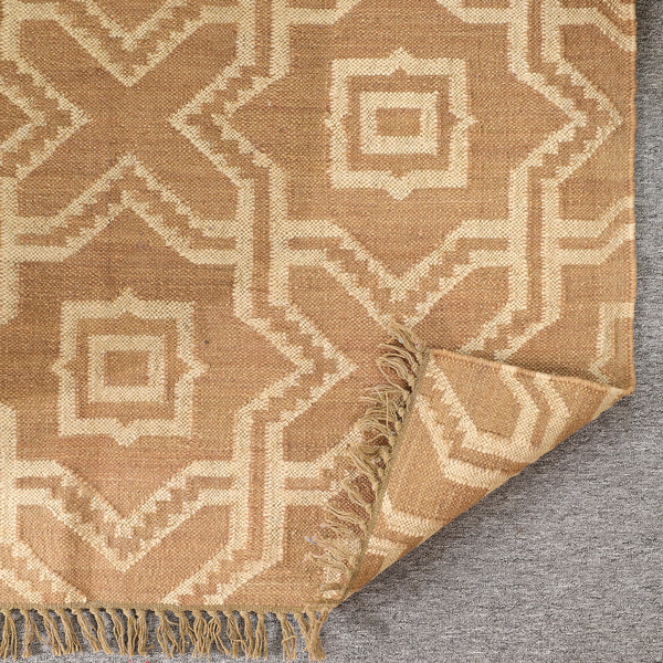 Handwoven Geometric Wool & Jute Flatweave Area Rug | Modern Boho Handmade Carpet for Living Room & Bedroom
