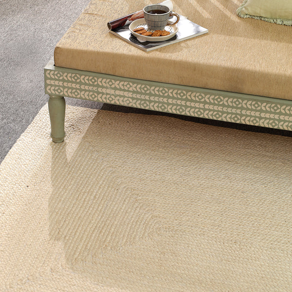 Handwoven Solid Ivory Wool & Jute Area Rug | Minimalist Flatweave Handmade Carpet | Natural Modern Rug