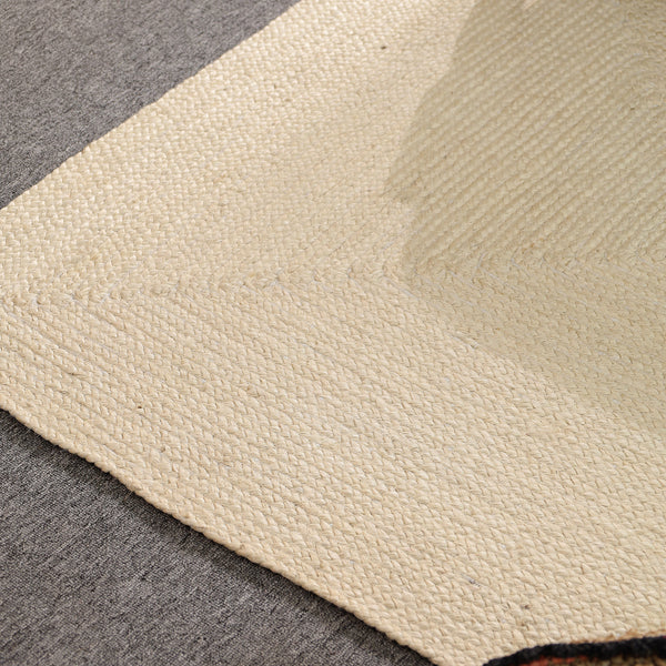Handwoven Solid Ivory Wool & Jute Area Rug | Minimalist Flatweave Handmade Carpet | Natural Modern Rug