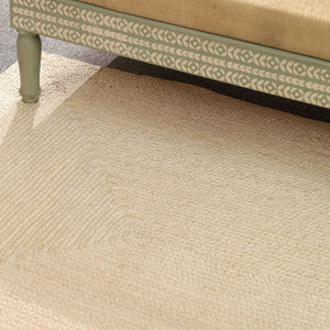Handwoven Solid Ivory Wool & Jute Area Rug | Minimalist Flatweave Handmade Carpet | Natural Modern Rug