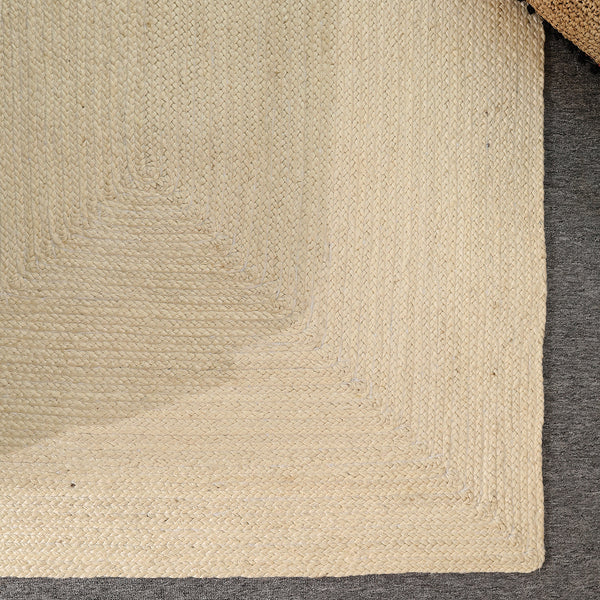 Handwoven Solid Ivory Wool & Jute Area Rug | Minimalist Flatweave Handmade Carpet | Natural Modern Rug