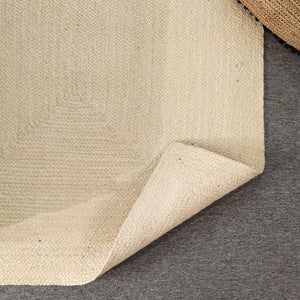 Handwoven Solid Ivory Wool & Jute Area Rug | Minimalist Flatweave Handmade Carpet | Natural Modern Rug