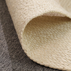 Handwoven Solid Ivory Wool & Jute Area Rug | Minimalist Flatweave Handmade Carpet | Natural Modern Rug