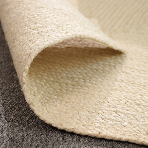 Handwoven Solid Ivory Wool & Jute Area Rug | Minimalist Flatweave Handmade Carpet | Natural Modern Rug