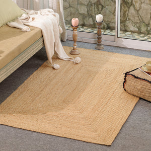 Handwoven Natural Jute Area Rug | Handmade Braided Flatweave Rug | Eco-Friendly Boho Floor Carpet for Living Room & Bedroom