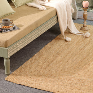 Handwoven Natural Jute Area Rug | Handmade Braided Flatweave Rug | Eco-Friendly Boho Floor Carpet for Living Room & Bedroom