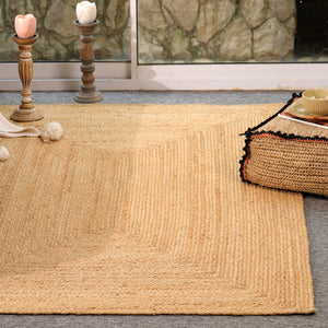 Handwoven Natural Jute Area Rug | Handmade Braided Flatweave Rug | Eco-Friendly Boho Floor Carpet for Living Room & Bedroom