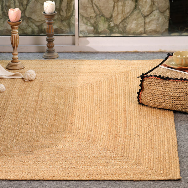 Handwoven Natural Jute Area Rug | Handmade Braided Flatweave Rug | Eco-Friendly Boho Floor Carpet for Living Room & Bedroom