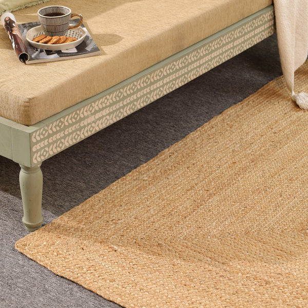 Handwoven Natural Jute Area Rug | Handmade Braided Flatweave Rug | Eco-Friendly Boho Floor Carpet for Living Room & Bedroom