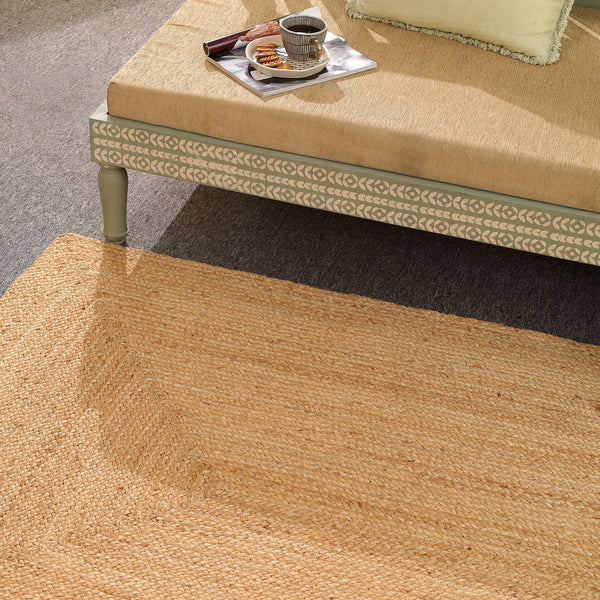 Handwoven Natural Jute Area Rug | Handmade Braided Flatweave Rug | Eco-Friendly Boho Floor Carpet for Living Room & Bedroom