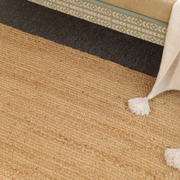 Handwoven Natural Jute Area Rug | Handmade Braided Flatweave Rug | Eco-Friendly Boho Floor Carpet for Living Room & Bedroom