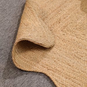 Handwoven Natural Jute Scalloped Edge Rug | Handmade Eco-Friendly Braided Area Rug | Boho Farmhouse Floor Carpet