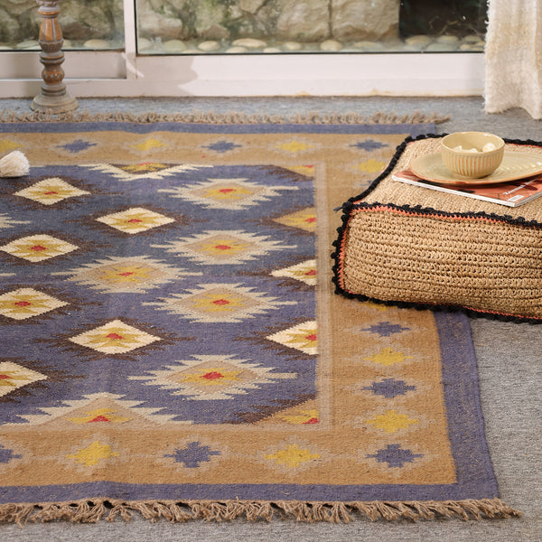 Handwoven Wool Kilim Area Rug | Handmade Southwestern Tribal Flatweave Rug | Boho Vintage Living Room Carpet