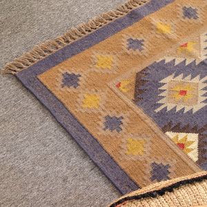 Handwoven Wool Kilim Area Rug | Handmade Southwestern Tribal Flatweave Rug | Boho Vintage Living Room Carpet