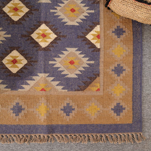 Handwoven Wool Kilim Area Rug | Handmade Southwestern Tribal Flatweave Rug | Boho Vintage Living Room Carpet