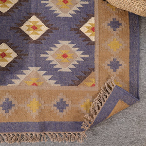 Handwoven Wool Kilim Area Rug | Handmade Southwestern Tribal Flatweave Rug | Boho Vintage Living Room Carpet