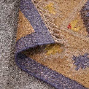 Handwoven Wool Kilim Area Rug | Handmade Southwestern Tribal Flatweave Rug | Boho Vintage Living Room Carpet