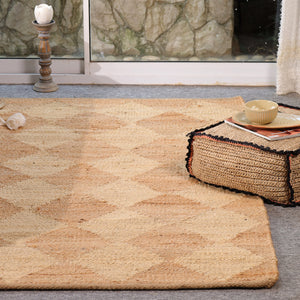 Handmade Geometric Wool & Jute Area Rug – Natural Beige Modern Handwoven Carpet for Living Room, Bedroom & Entryway