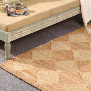 Handmade Geometric Wool & Jute Area Rug – Natural Beige Modern Handwoven Carpet for Living Room, Bedroom & Entryway