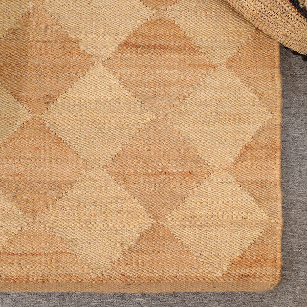 Handmade Geometric Wool & Jute Area Rug – Natural Beige Modern Handwoven Carpet for Living Room, Bedroom & Entryway