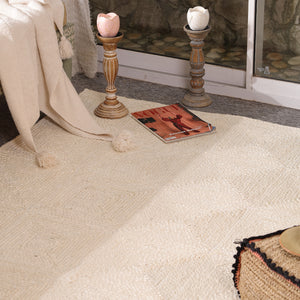 Handwoven Natural Ivory Wool & Jute Area Rug | Textured Modern Handmade Carpet | Eco-Friendly Living Room Rug