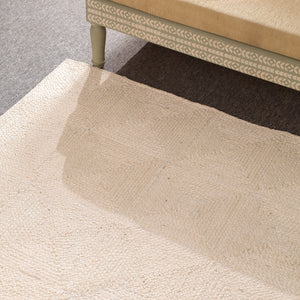 Handwoven Natural Ivory Wool & Jute Area Rug | Textured Modern Handmade Carpet | Eco-Friendly Living Room Rug
