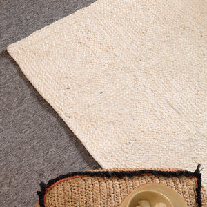 Handwoven Natural Ivory Wool & Jute Area Rug | Textured Modern Handmade Carpet | Eco-Friendly Living Room Rug