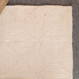 Handwoven Natural Ivory Wool & Jute Area Rug | Textured Modern Handmade Carpet | Eco-Friendly Living Room Rug