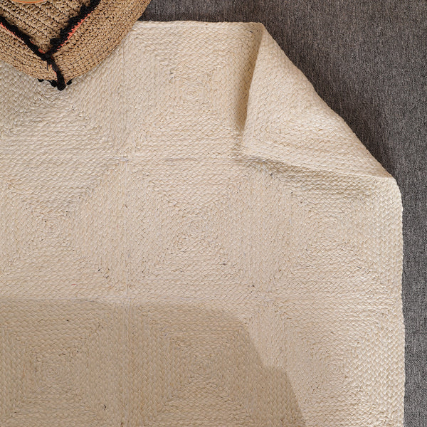 Handwoven Natural Ivory Wool & Jute Area Rug | Textured Modern Handmade Carpet | Eco-Friendly Living Room Rug