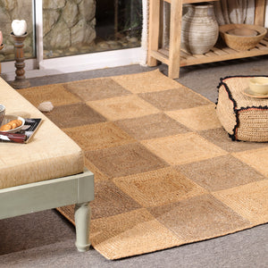 Handwoven Natural Jute Diamond Area Rug | Eco-Friendly Handmade Geometric Rug | Modern Living Room Carpet