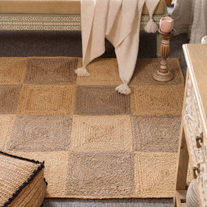 Handwoven Natural Jute Diamond Area Rug | Eco-Friendly Handmade Geometric Rug | Modern Living Room Carpet