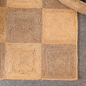Handwoven Natural Jute Diamond Area Rug | Eco-Friendly Handmade Geometric Rug | Modern Living Room Carpet