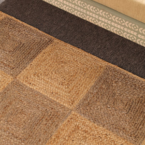Handwoven Natural Jute Diamond Area Rug | Eco-Friendly Handmade Geometric Rug | Modern Living Room Carpet