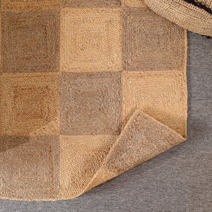 Handwoven Natural Jute Diamond Area Rug | Eco-Friendly Handmade Geometric Rug | Modern Living Room Carpet