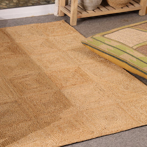 Handwoven Natural Jute Area Rug | Textured Geometric Handmade Rug | Eco-Friendly Modern Living Room Carpet