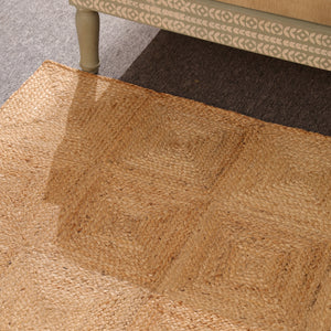 Handwoven Natural Jute Area Rug | Textured Geometric Handmade Rug | Eco-Friendly Modern Living Room Carpet