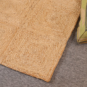 Handwoven Natural Jute Area Rug | Textured Geometric Handmade Rug | Eco-Friendly Modern Living Room Carpet