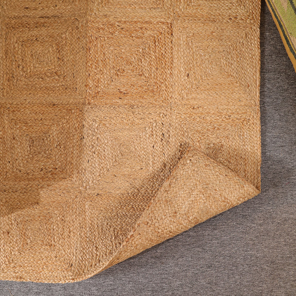 Handwoven Natural Jute Area Rug | Textured Geometric Handmade Rug | Eco-Friendly Modern Living Room Carpet