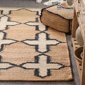 Handmade Jute Rug | Modern Black & White Geometric Carpet