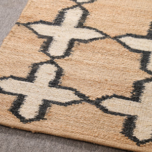 Handmade Jute Rug | Modern Black & White Geometric Carpet
