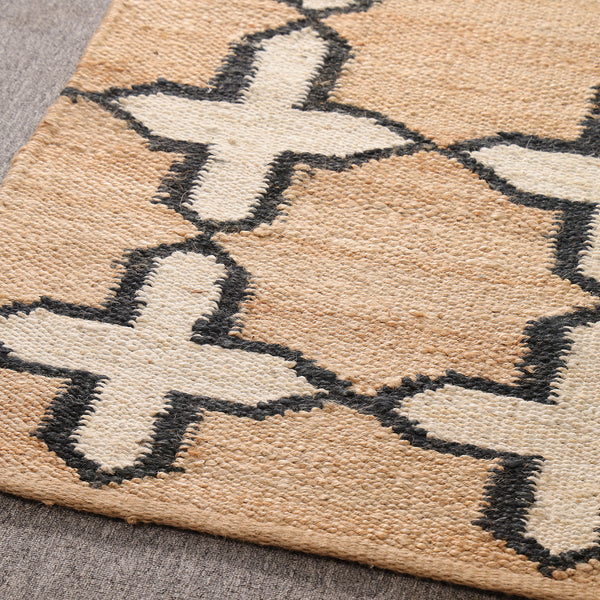 Handmade Jute Rug | Modern Black & White Geometric Carpet